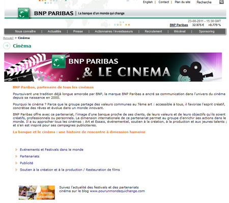 Rentrée Cinéma BNP Paribas du 14 au 20 septembre 2011 : La séance à 3.5€