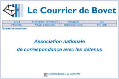 Courrier de Bovet : un trait d'union entre les adh�rents de cette association et les personnes d�tenues