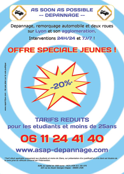 ASAP Dépannage propose de nouveaux tarifs et une réduction exceptionnelle de 20% pour les étudiants et moins de 25 ans