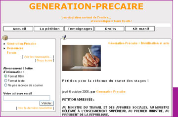 Statut du stagiaire : g�n�ration pr�caire monte au cr�neau