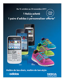 1 Nokia acheté en compte bloqué = 1 paire d'Adidas à personnaliser offerte