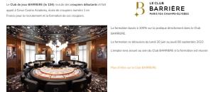 Le Club BARRIERE à PARIS recherche activement des croupiers débutants