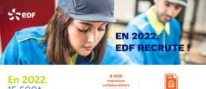 EDF recrute : 15500 nouveaux salariés prévus en 2022