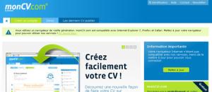 MonCV.com, portail gratuit de création et de diffusion de CV.