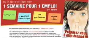 1 Semaine pour 1 Emploi » du 15 au 19 octobre 2007