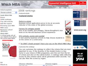  alt="Classement de MBA 2008 du magazine The Economist"